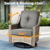 product-fancy-2e475606-2cb2-43df-b7f6-ad99c3d58a4a 5pcs Outdoor Patio Furniture Set with 2 Swivel Chairs, 1 Outside Sofa, 1 Side Table and 1 Solar Lighting Glass Coffee Table - All-Weather Wicker Patio Conversation Set Modern Design for Garden, Deck, and Porch Decor