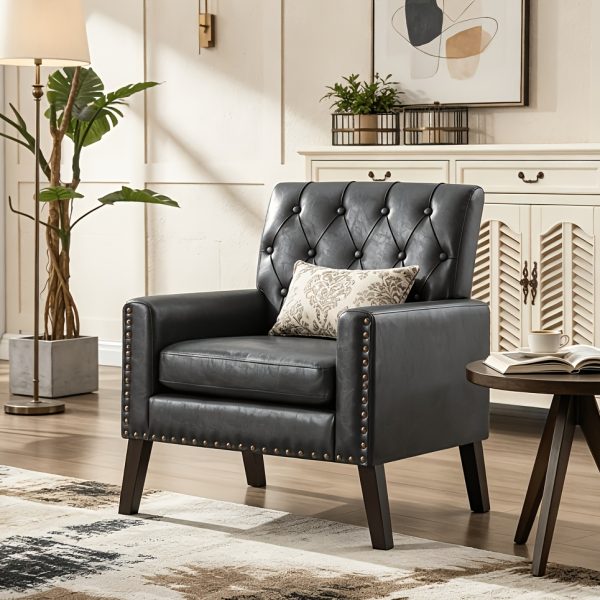 product-fancy-2e57ac15-0e64-4f13-ac9b-e98197de7fc3 Medieval-inspired Modern Decor Chair, Faux Leather Reception Office Chair-leather Club Chair Suitable for Living Rooms, Bedrooms, Or Waiting Areas.
