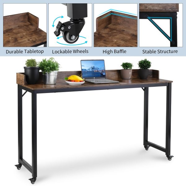 product-fancy-2e67d026-064b-4860-9c5a-759203790d78 Mobile Bed Desk with 360° Wheels, Queen Size, Standing Workstation for Laptops, Overbed Table with Sturdy Metal Legs, Dining Table And Computer Desk