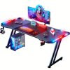 product-fancy-2e858034-cbce-4a3a-9092-4a74ad32ed62 HOME DESK Gaming Desk With LED Lights Carbon Fibre Surface Gaming Table Large Computer Desk Ergonomic Home Office Desks Z Shaped PC Gamer Workstations With Headphone Hook & Cup Holder