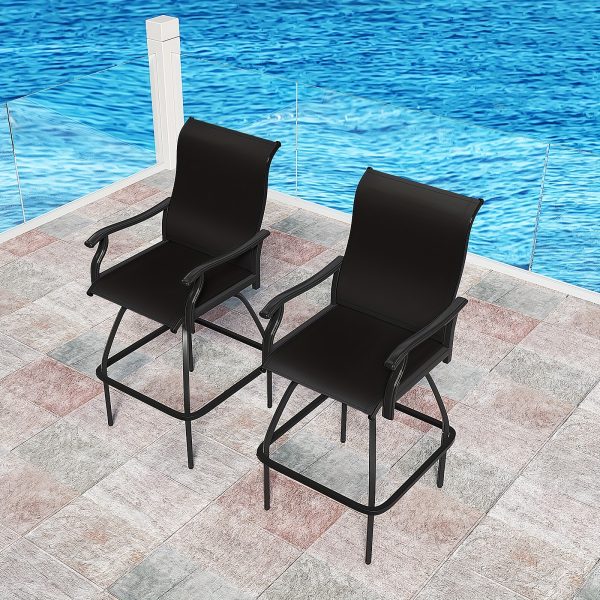 product-fancy-2e9e201d-8850-4af0-8c72-df21b2e5196b 2/3/5pcs Patio Bar Set, 360° Swivel Bar Stools, Outdoor Bistro Furniture with High-Density Textilene Fabric & Heavy Duty Metal Frame, High Top Table And Chair Set for Balcony, Poolside, Garden & Backyard