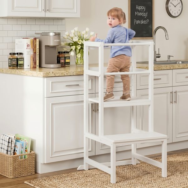 product-fancy-2eb778b2-2669-4798-b18a-85b37fe6885c Adjustable Toddler Step Stool with Safety Rail, Wooden & Steel Learning Tower for Kids, Height Adjustable Kitchen Stool for Toddlers