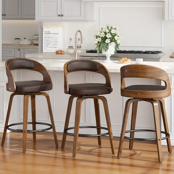 product-fancy-2f4f6b33-b532-407d-84d8-c7da901d4593 3/4pcs Bar Stool Set: Luxurious Faux Leather, Swivel And Armless Kitchen Counter Stools with Thickened Cushion And Back Support, Designed for Kitchen Islands And Bar Counters