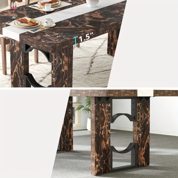 product-fancy-2f795b14-0568-49f8-9a10-4e27a980ba4d Modern Large Dining Table Suitable for 6-8 People - 71-Inch/6-Foot Rectangular Kitchen Table with Marble Tabletop, MDF &, Easy Assembly - Luxury Dinner Table for Family Meals & Entertaining