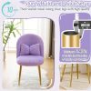 product-fancy-2f7b7bca-d3d5-427d-93cd-e68dcf96603a Girls Vanity Chair with Backrest, Small Lounge Chair Without Wheels, Comfy Chair with Bow Cushions, Makeup Chair with Adjustable Golden Legs, Comfortable Chair for Bedroom, Living Room, Small Space