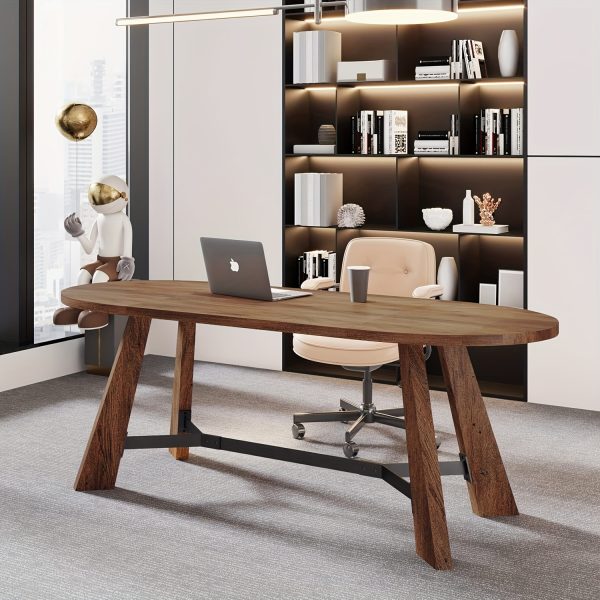 product-fancy-2faadd7d-1aa0-4353-a597-ac71ff506b03 70.86" Oval Dining Table Suitable for 6 to 8 People, Featuring Robust Tapered Legs, Ideal for The Living Room