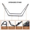 [Outdoor Camping] BABABA Heavy-Duty Iron Hammock with Stand - Large Outdoor Hanging Bed, 315x104x128cm Gray Bed Frame & Black Poles, 440lb Weight Capacity, Double-Layer Quilted Canvas Suitable for,, Balcony, Camping