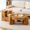 product-fancy-2fe17175-306a-44b9-aa45-cbc007f0b85a MUUOKY Modern Round Nesting Coffee Table with Faux Marble Top & Glass Side Table - 24” Center Table Suitable for Living Room, 2-Tier Space-Saving, Easy Assembly, Luxury Apartment Furniture, Engineered Wood Base for Small Homes