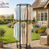 product-fancy-2fe97c45-a01d-4eec-b629-bc67567a2aea Rotating Clothing Rack with Wheels, Heavy Duty Metal Garment Rack for Hanging Clothes, Multifunctional Rotating Clothing Organizer, Freestanding Closet Organizer for Bedroom, Laundry Room, Space Saving Closet Storage for Coats, Dresses, Pants