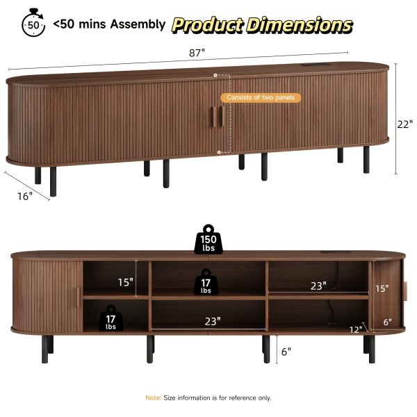 product-fancy-2fedf5d0-25bc-4df5-9b01-7fa17bb3d858 PAZCASA Wide Large TV Stand, Available in 86-inch/70.8-inch/55-inch Sizes, with Power Outlets, Suitable for 90-inch TVs. Sturdy and Durable Entertainment Center Featuring Adjustable Shelves, Sliding Doors, and Ample Storage Space. Modern Media