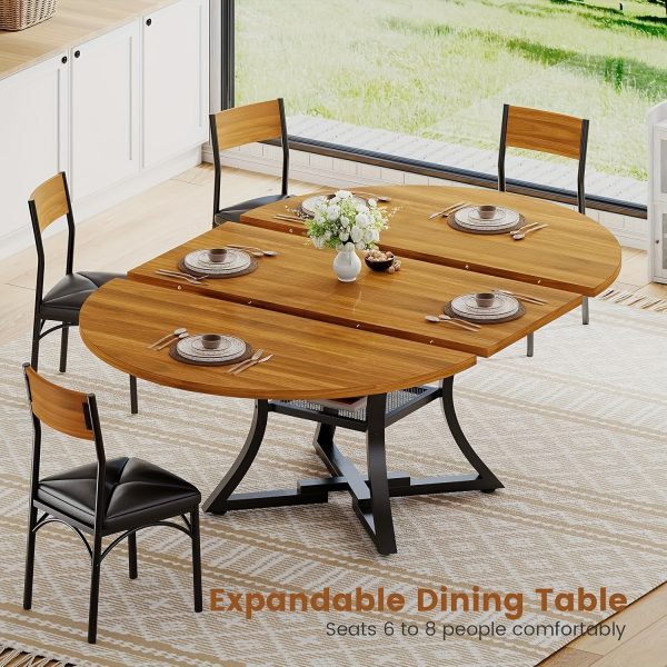 product-fancy-30067fb4-8846-4300-aa61-4ad5e3b23949 5pcs Kitchen Table Set with Round Extendable Dining Table for 4-6 Individuals, Ideal for Compact Dining Areas