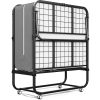 Compact & Durable 4-Section Folding Bed with Grey Fabric Cover - Sturdy Metal Frame, 75" x 31", Portable Roll-Away Design for Adults, Ideal for Guests, Students, Camping & Small Apartments, Garden Houses