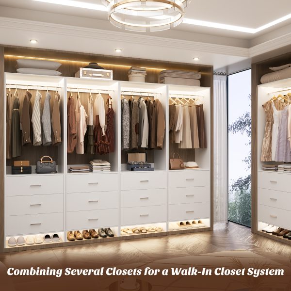 Wardrobe with 3 Drawers, 24 Inch Closet Organizer, Wooden Closet, Walk-in Closet