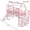 product-fancy-302ed9d0-4394-4fdc-a9fd-4c8c73052e8a BELLEMAVE 2-1 Twin Loft Bed with Slide And Stairs, Metal Playhouse Bed with Storage Shelves, House-shaped Loft Bed And Noise-free Design, Pink