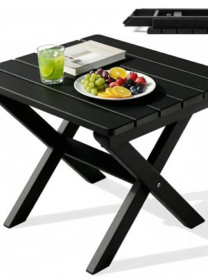 Collapsible Outdoor Side Table, Durable HDPE Adirondack Table, Convenient Portable End Table, Resistant to Weather for Camping, RV, Poolside, Garden, Suitable for Indoor And Outdoor Use