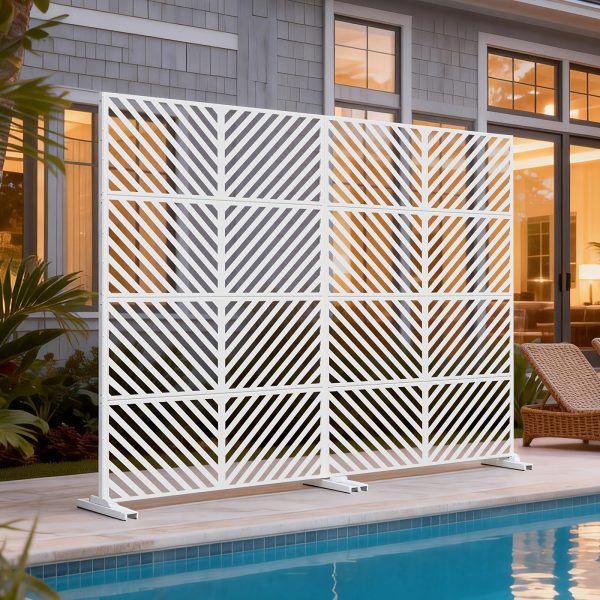 Outdoor Privacy Screen | Freestanding Rustproof Iron Fence Panel For Patio, Garden, Balcony, Ac Unit Cover, Trash Can, Modern Decorative Divider By Mophoto