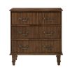 product-fancy-3089031f-86ce-4324-a1e3-301b8c6c13ab French Country 3-Drawer End Table with Paulownia Wood - Space-Saving 30-Inch Rustic Nightstand, Assembly for Living Room, Bedroom, Entryway - Compact Storage Furniture ( Wood Grain)