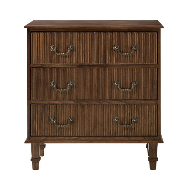 product-fancy-3089031f-86ce-4324-a1e3-301b8c6c13ab French Country 3-Drawer End Table with Paulownia Wood - Space-Saving 30-Inch Rustic Nightstand, Assembly for Living Room, Bedroom, Entryway - Compact Storage Furniture ( Wood Grain)