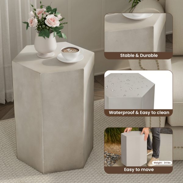 product-fancy-30e5a09f-1922-4cc1-8256-0420508423ba Concrete Outdoor End Table, 17'' Hemp Rope Side Table, Light Gray, Farmhouse Style, Modern Art Patio Side Table, Concrete Garden Stool