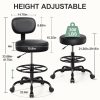 product-fancy-313abd08-6117-4ce8-abe4-7c1b0530f70f KERDOM Adjustable Height Drafting Chair with Removable Backrest & Quiet-Rolling Wheels - 300 lbs Capacity PU Leather Swivel Stool, Ergonomic Metal Frame for Office, Studio, Clinic, Kitchen, Salon (Black), Ergonomic Chair, Studio Seating, Professional Seating, Premium Materials, Heightadjustable Stool, Office Professionals, Standing Desk Stool, Sleek Design, Durable Construction, Rolling Stool, Kitchen Stool