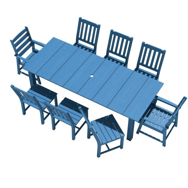 HDPE Plastic Wood Patio Table and Chair Set, Outdoor Garden Leisure Table and Chairs, Durable and Easy to Clean