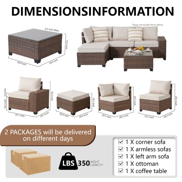 product-fancy-314b6744-5c1f-42c2-bb43-6d88f0d89701 RAISED Patio Furniture Set, 2piece/3piece/4piece/6piece Wicker Outdoor Patio Furniture Sets with Cushions And Coffee Table, Outdoor Sectional Boho Patio Conversation Set Sectional Sofa for Backyard, Porch, Beige/Blue