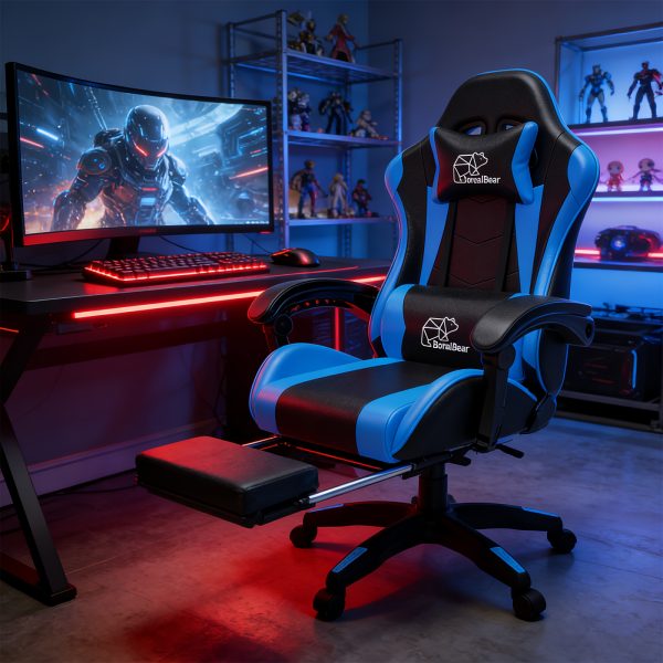 product-fancy-31950b61-100f-4f43-abdc-58211f37b573 1pc E-sports Chair, Suitable for Adults And Teenagers, Featuring A Lumbar Support, And Fixed Armrests. with Foot Supports, An Ergonomic Seat, Home Office Settings, Modern Gaming Chairs, High-quality Padding, Suitable for Home And Office Use