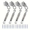 44pcs Sun Shade Sail Hardware, 304 Stainless Steel Material, Heavy Duty Sun Shade Sail Stainless Steel Hardware Kit, Suitable for Courtyard Garden Awning Hanging Installation