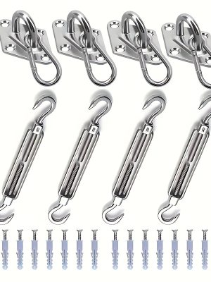 44pcs Sun Shade Sail Hardware, 304 Stainless Steel Material, Heavy Duty Sun Shade Sail Stainless Steel Hardware Kit, Suitable for Courtyard Garden Awning Hanging Installation