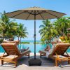 [9ft Polyester Patio Umbrella] 9ft Polyester Patio Umbrella with Base | Outdoor Market Umbrella with Ventilation, Suitable for Pool, Garden, Backyard, Deck, Christmas & Halloween