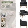product-fancy-3216ea99-f39a-453c-8148-3c0d8b9f16e4 Armchair, Faux Leather Decorative Chair, Mid-Century Modern Tufted Lounge Chair with Wooden Legs And Pockets, Comfortable Kids' Chair, Reading Chair for Living Room, Waiting Room, Bedroom, Room, Cozy Reception Armchair
