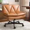 product-fancy-321ba336-bda1-4abd-85d3-49f34fe0b484 27" W Criss Cross Chair With Wheels, Cross Legged Office Chair, Comfy Vanity Chairs With Wheels And Back, Swivel Armless Office Chairs, 2-Layer Cushion, Height Adjustable, Home Office