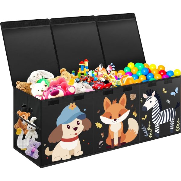 product-fancy-32274b7c-cb7f-4719-a21e-22855e3f0c29 Extra Large Box, Collapsible Sturdy Storage Organizer With Lids, Dinosaur Box For 14+ Boys Girls, Chest Bin Baskets For Living Room, Playroom, Bedroom, Nursery, Black
