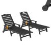 product-fancy-324a7ed0-15ac-4eda-a328-a3e753ad03a5 2pcs HDPE Wood Grain Outdoor Chaise Lounge Chairs, 78" All-Weather Patio Poolside Loungers with Wheels & Cup Holders, 5-Position Adjustable Recliners for Backyard & Summer Relaxation