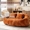 Oval Padded 2-Seat Beanbag Chairs, Upholstered Bean Bag Couch with 2 Pillows And Wrap-Around Backrest, Gaming Loveseat Sofa, Chenille Fabric Lazy Floor Beanbag Chair