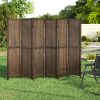 product-fancy-328ab113-08a6-40a0-931b-01871c6a62de 4/6 Panels Room Divider Screen - 360° Adjustable Folding Panels, 91" Handcrafted Decorative Wooden Room Divider Screen, Freestanding Divider for Room Separation, Bedroom, Living Room & Patio, White/Brown
