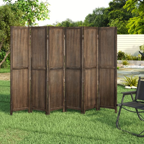 product-fancy-328ab113-08a6-40a0-931b-01871c6a62de 4/6 Panels Room Divider Screen - 360° Adjustable Folding Panels, 91" Handcrafted Decorative Wooden Room Divider Screen, Freestanding Divider for Room Separation, Bedroom, Living Room & Patio, White/Brown