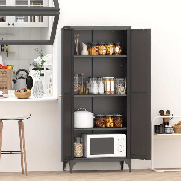 product-fancy-3297cb6e-3e94-42ea-9e7d-5a9ee76d1f94 Metal Storage Cabinet, Metal Kitchen Pantry Cabinet, Food Pantry Storage Cabinets With Doors And Shelves, Large Steel Storage Cabient For Dinning Room, Laundry Room, White/Black