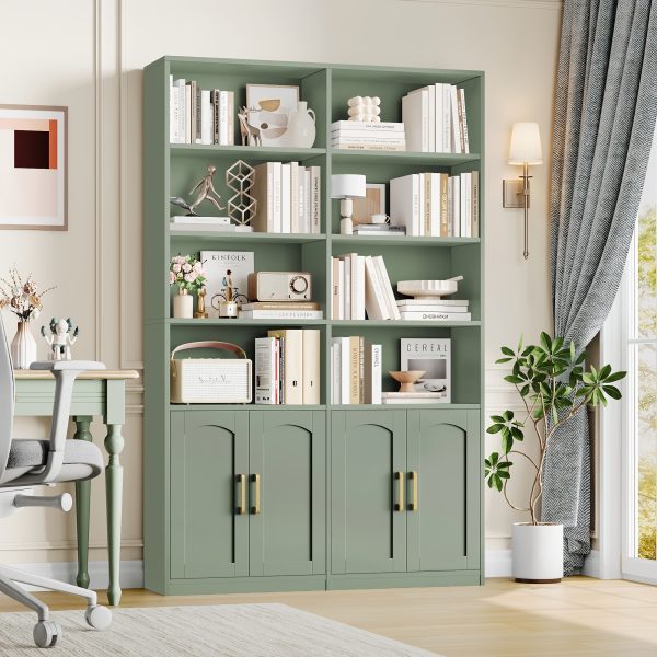 product-fancy-32a43952-b55c-4919-85bf-d342962b6363 FULTRU Bookshelf And Bookcase with Doors, 6 Tier Double Wide Large Bookshelves, Open Display Shelves, 73'' Tall Bookshelf with Storage Cabinets for Home Office, Living Room, Library, White