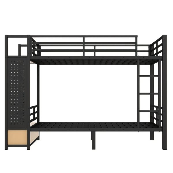 product-fancy-32dea3eb-bcc4-44de-9694-384119cb3976 BELLEMAVE Full Over Full Size Metal Bunk Bed with Storage Shelves, Drawers And Pegboard, Heavy-Duty Loft Bed with Noise-Reduced Design, No Box Spring Required, Black