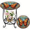 product-fancy-32f2a60e-1bde-455f-a1af-2a8b2f8bfcf7 14" Round End Table Unique Pattern Printed with Birds, Butterflies And Flowers, with A Metal Frame for Storage At The Bottom And Metal Scrollwork Accent Side Table
