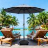 [9ft Polyester Patio Umbrella] 9ft Polyester Patio Umbrella with Base | Outdoor Market Umbrella with Ventilation, Suitable for Pool, Garden, Backyard, Deck, Christmas & Halloween