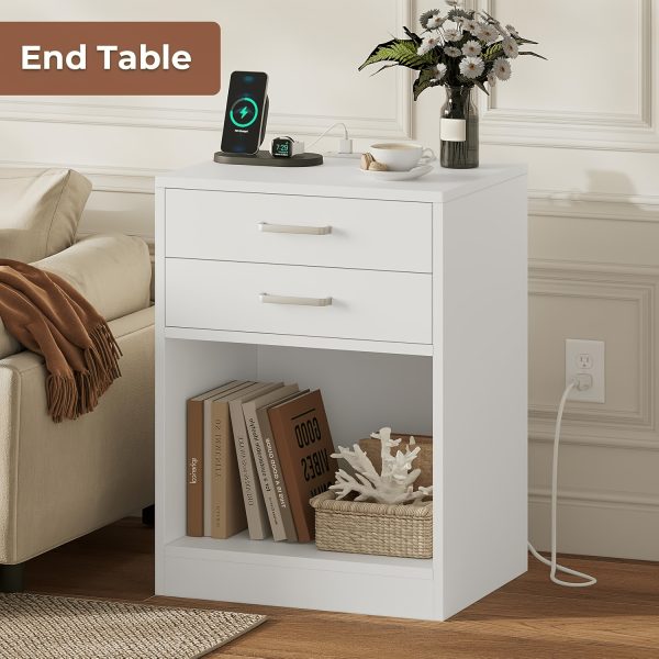 product-fancy-331a65c5-e47c-414f-bd6b-eb05b0aab644 Nightstands Set Of 2, White Night Stand With Charging Station & Drawers, Night Stands For Bedroomsy For Hallway & Living Room