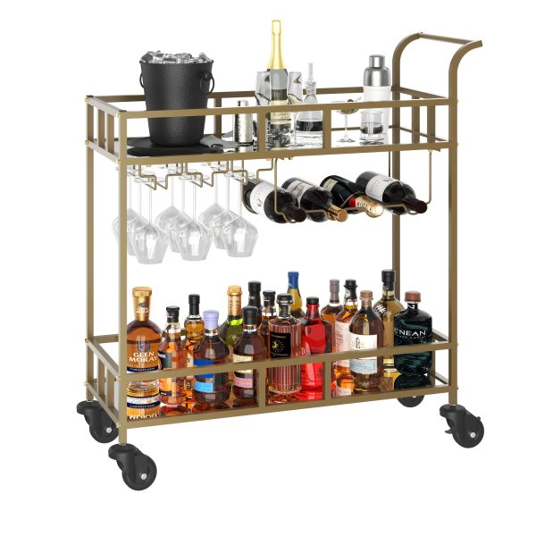 product-fancy-3354abf5-d4cf-4795-bd3a-04fd89d1406d Compact Two-Tier Wine Cart for Home Use, Featuring Mirrored Shelves, Wine Racks, And a Glass Holder, Ideal for Dining Rooms, Living Rooms, And Parties