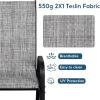 product-fancy-338de14d-3be5-4d32-bbee-5218b659ef58 7pcs Outdoor Dining Table and Chairs for 6 People - Textilene Stackable Patio Furniture with Glass Table & Umbrella Hole Base Suitable for Deck, Poolside,, Backyard - Umbrella Not Included