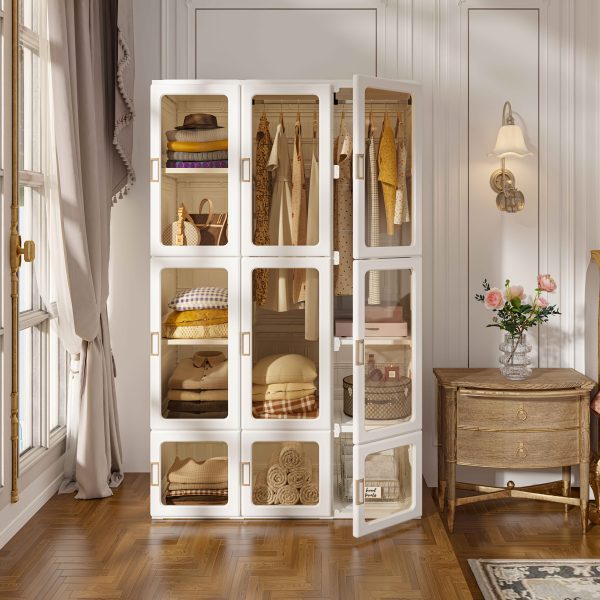 product-fancy-339ae13e-c59a-4204-92cf-d26286b9ebe5 Magnetic Transparent Door Portable Wardrobe, with A Sturdy, Foldable Frame And Easy Assembly. Features 2 Or 3 Hanging Rods for Clothing Storage, Suitable for Bedrooms, Living Rooms, Dormitories, And Apartments.