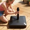 [Heavy-Duty Umbrella Base] 124lbs Heavy-Duty Mobile Umbrella Base with Wheels & Weighted Base Suitable for 1.3"-1.9" Poles, Powder-Coated Outdoor Umbrella Stand for Patio, Poolside, Deck, Garden, Stable Weighted Base for Market Table Umbrellas Holder