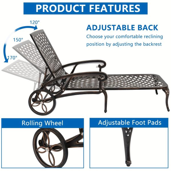 product-fancy-33d55221-f6b6-41f3-b2c6-d0afb80b94e8 75.98*25.39*36.61inch Backrest Adjustable Courtyard Cast Aluminum Lying Bed Bench Bronze