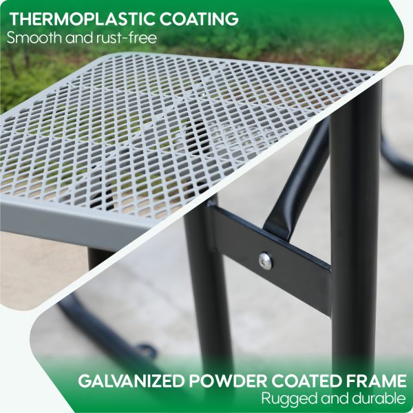 product-fancy-3400631a-47cd-4c5b-8046-f64b1de66dd4 4/6ft Heavy-Duty Metal Picnic Tables with Umbrella Hole for Outdoor, Rectangular 4-6-Person Picnic Tables with Bench, Commercial Expanded Picnic Table And Bench Set, Outside Furniture Set for Yard Outside Garden Backyard Porch Patio Lawn, All-Weather