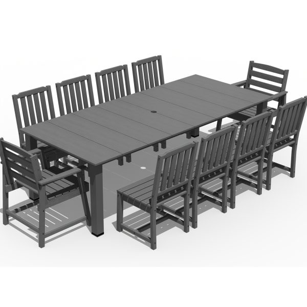 HDPE Plastic Wood Patio Table and Chair Set, Outdoor Garden Leisure Table and Chairs, Durable and Easy to Clean